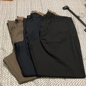 3 pairs mens relaxed 44X32 dress pants practically never worn. GAP.